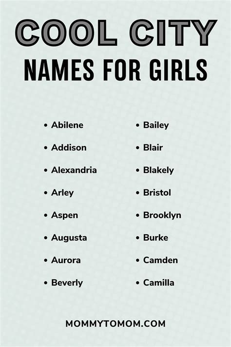 good names for a city.